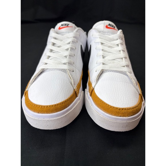 Nike Shoes - Nike Court Legacy Low White Black Mustard Yellow Canvas Trim Sneakers DH3161-100